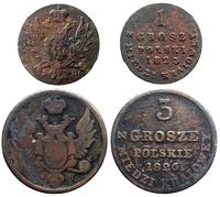 1 grosz 1823 i 3 grosze 1826 (z miedzi krajowej)