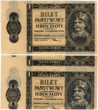 1 złoty 1.10.1938, na obu stronach banknotu wydr