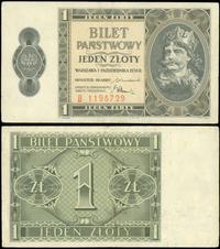 1 złoty 1.10.1938, seria B, numeracja 1198729, z