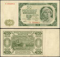 50 złotych 1.07.1948, seria X, numeracja 306963,