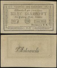 4 złote polskie 4.09.1794, seria 1-K, bez numera