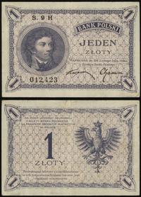 1 złoty 28.02.1919, seria 9 H, numeracja 012423,