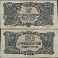 20 złotych 1944, seria AB, numeracja 712485, w k