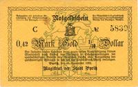 0.42 marki w złocie= 1/10 dolara 10.11.1923, Kel