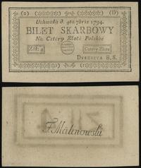 4 złote polskie 4.09.1794, seria 2-D, bez numera