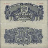 10 złotych 1944, seria AB, numeracja 600193, w k