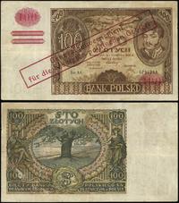 100 złotych /1939/, nadruk na banknocie 100 złot