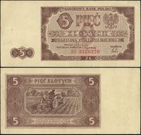 5 złotych 1.07.1948, seria AU, numeracja 3320370