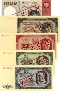 zestaw banknotów z lat 1948-1965 od 20 do 1.000 