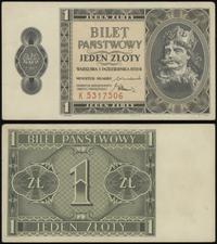 1 złoty 1.10.1938, seria K, numeracja 5317506, z