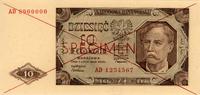 10 złotych 1.07.1948, SPECIMEN, seria AD, na str