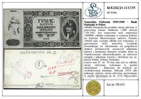 Polska, odbitka fotograficzna projektu strony głównej w pierwotnej formie banknotu 1.000 złotych, 1.08.1941