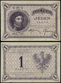 1 złoty 28.02.1919, seria 34 C, numeracja 081737