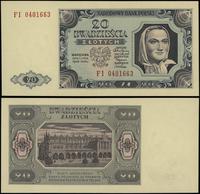 20 złotych 1.07.1948, seria FI, numeracja 040166