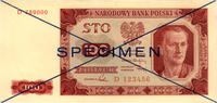 100 złotych 1.07.1948, SPECIMEN, seria D123456  