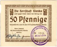 50 fenigów ważne do 30.06.1919, Klenka - obszar 