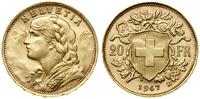20 franków 1947 B, Berno, typ Vreneli, złoto 6.4