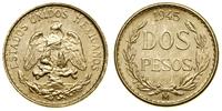 2 peso 1945, Meksyk, NOWE BICIE - RESTRIKE, złot