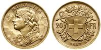 20 franków 1947 B, Berno, typ Vreneli, złoto 6.4