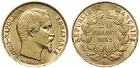 20 franków 1852 A, Paryż, złoto 6.43 g, próby 90