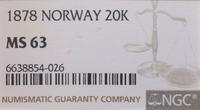 Norwegia, 20 koron, 1878