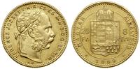 Węgry, 20 franków = 8 forintów, 1889 KB