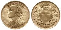 20 franków 1935 L-B, Berno, typ Vreneli, złoto p