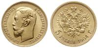 5 rubli 1904 (AP), Petersburg, złoto 4.30 g, pró