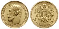 5 rubli 1902 AP, Petersburg, złoto 4.32 g, próby