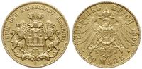 20 marek 1899 J, Hamburg, złoto 7.95 g, próby 90