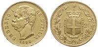 20 lirów 1882 R, Rzym, złoto 6.44 g, bardzo ładn