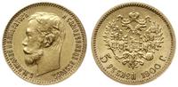 5 rubli 1900 ФЗ, Petersburg, złoto 4.30 g, bardz