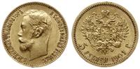 5 rubli 1901 ФЗ, Petersburg, złoto 4.30 g, bardz