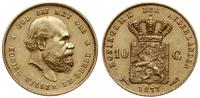 10 guldenów 1877, Utrecht, złoto 6.71 g, próby 9