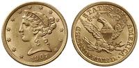 5 dolarów 1907, Filadelfia, złoto 8.35 g, próby 