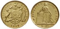 5 peso 1857, Santiago, złoto 7.58 g, próby 900, 