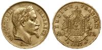 20 franków 1867 A, Paryż, głowa w wieńcu laurowy