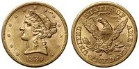 5 dolarów 1880 S, San Francisco, typ Liberty wit