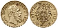 20 marek 1873 F, Stuttgart, złoto próby 900, 7.8