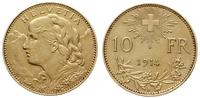10 franków 1914 B, Berno, złoto próby 900, 3.23 