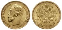 5 rubli 1901 ФЗ, Petersburg, złoto 4.31 g, próby
