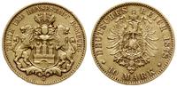 10 marek 1878 J, Hamburg, złoto 3.92 g, próby 90