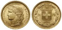 20 franków 1886, typ Helvetia, złoto 6.45 g, pró
