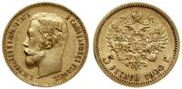 5 rubli 1900 ФЗ, Petersburg, złoto 4.28 g, próby