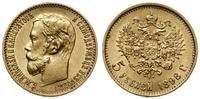 5 rubli 1898 АГ, Petersburg, złoto 4.30 g, próby