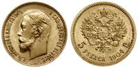 5 rubli 1904 AP, Petersburg, złoto 4.30 g, próby