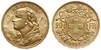 20 franków 1927 B, Berno, złoto 6.44 g, próby 90