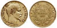 20 franków 1857 A, Paryż, złoto 6.44 g, próby 90