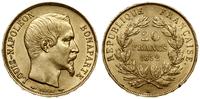 20 franków 1852 A, Paryż, złoto 6.43 g, próby 90