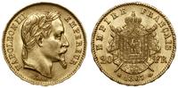 20 franków 1867 BB, Strasbourg, głowa w wieńcu l